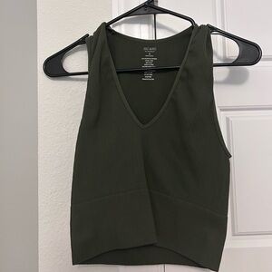 Mi Ami Francesca Olive Green & Black Tank Tops